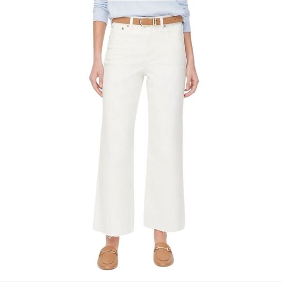 NWT J. Crew style Wide Leg Crop Cut Hem Seashell White Size 27T - Picture 1 of 15